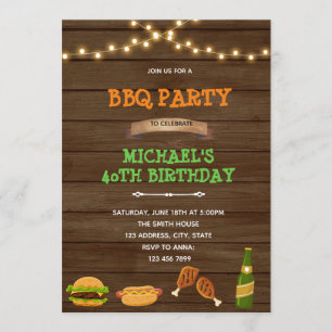Grill and chill bbq birthday invitation