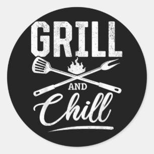 Grill And Chill Bbq Grilling Tools Bbq Lover & Classic Round Sticker