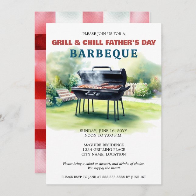 Grill and Chill BBQ Party Invitation (Front/Back)
