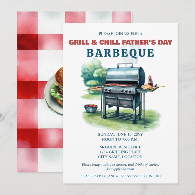 Grill and Chill BBQ Party Invitation (Front/Back)