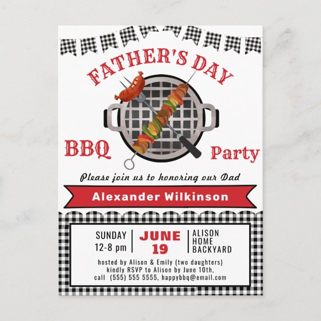 Grill and Chill Father's Day Photo BBQ Invitation  Postcard (Front)