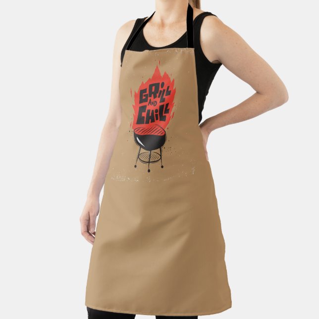 Grill and Chill Flaming Barbecue Fun Apron (Insitu)