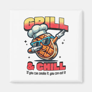 Grill And Chill Funny Bbq Dab Grilled Steak Food L Magnet