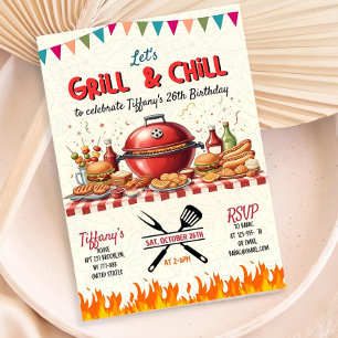 Grill And Chill Invitation, Editable Bbq Birthday  Invitation