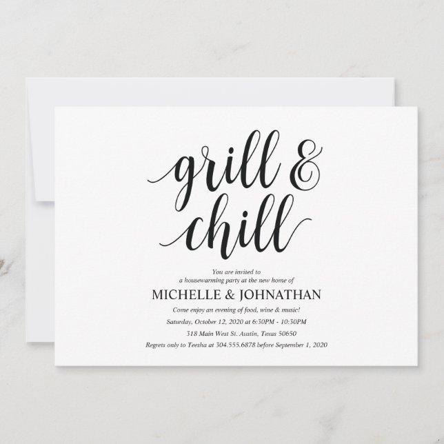 Grill and hill Housewarming party invitation cards (Front)