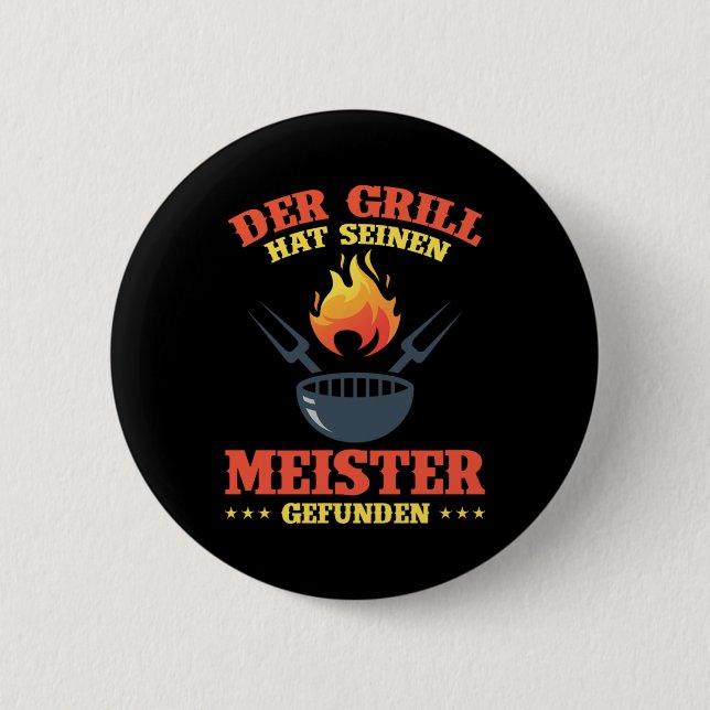 Grill Barbecue BBQ Grillmeister Chef Grillchef Gif 6 Cm Round Badge (Front)