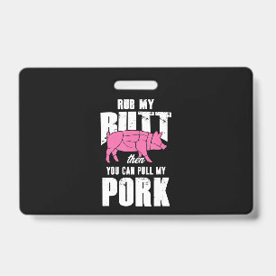 Grill BBQ Barbecue Pork Meat Grill Master Smoker ID Badge