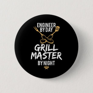 Grill Bbq Master Engineer Funny Barbecue Gift  6 Cm Round Badge