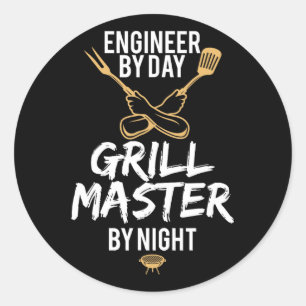 Grill Bbq Master Engineer Funny Barbecue Gift Classic Round Sticker