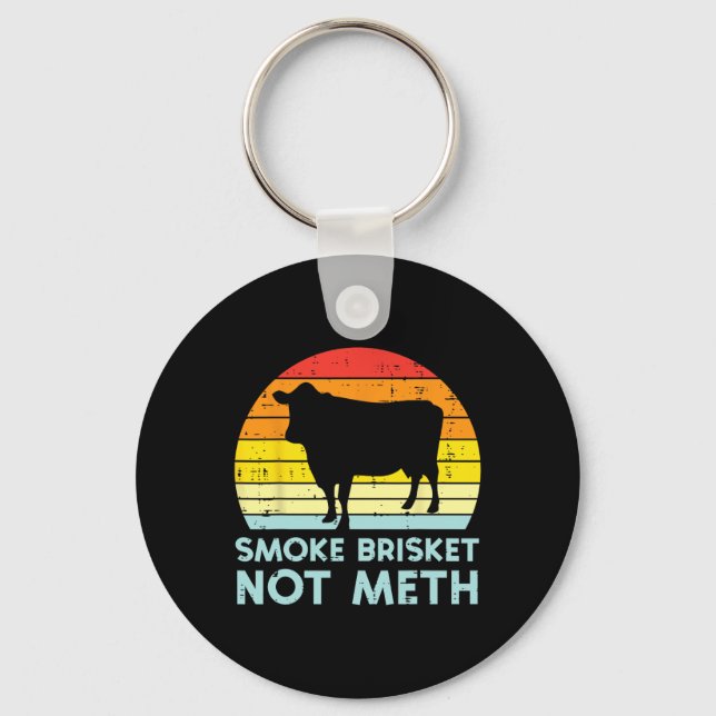 Grill Brisket Beef Sunset Retro Bbq Barbecue Grill Key Ring (Front)