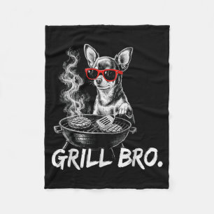 Grill Bro Chihuahua Bbq Dog Griller Funny Motif Fleece Blanket
