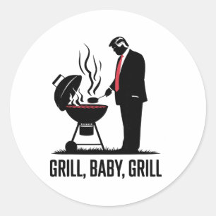 Grill By Grill Funny Trump Silhouette 4th Of July Classic Round Sticker