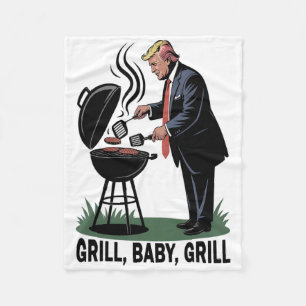 Grill By Grill Trump Daddy Funny Retro  Fleece Blanket