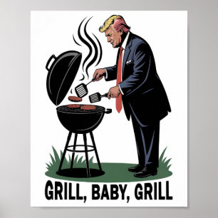 Grill By Grill Trump Daddy Funny Retro Poster