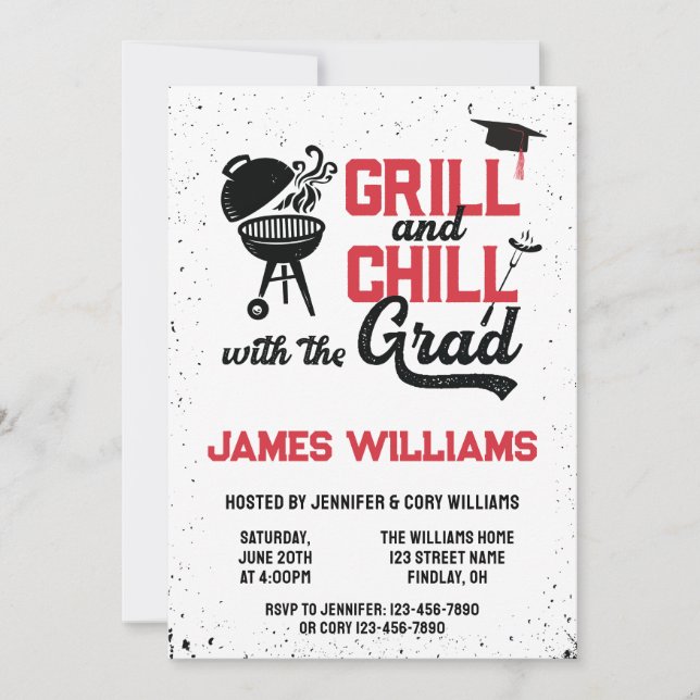 Grill & Chill BBQ Graduation Party Open House Invitation (Front)