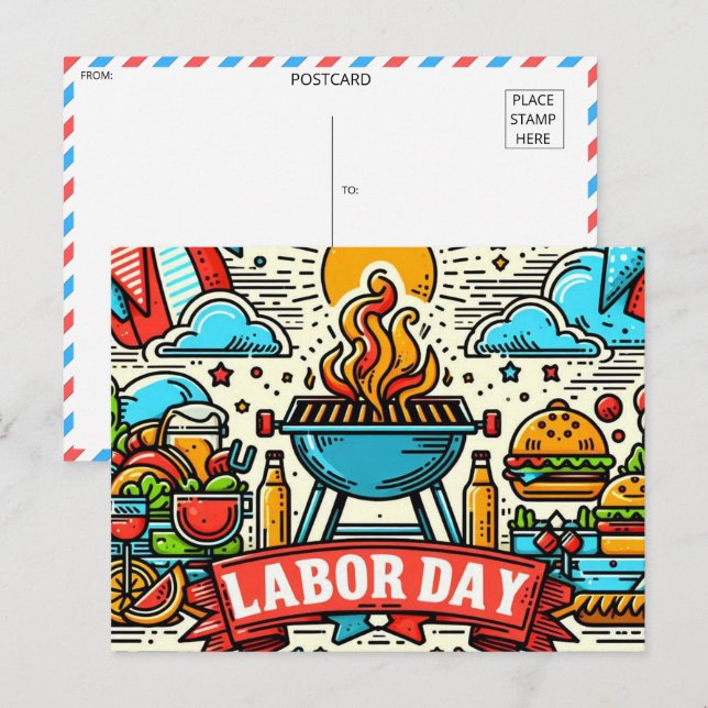 Grill & Chill Labour Day Celebration Postcard (Front/Back)
