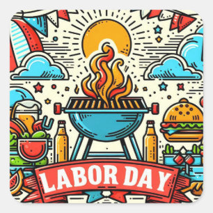 Grill & Chill Labour Day Celebration Square Sticker