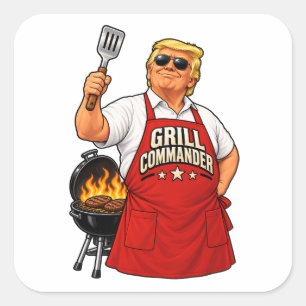 Grill Commander BBQ Square Sticker