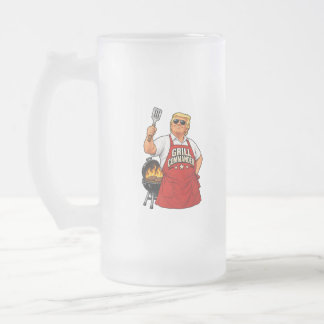 Grill Commander BBQ Two-Sided Frosted Glass Beer Mug