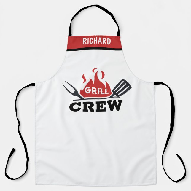Grill Crew Apron - Personalised Name Custom BBQ (Front)