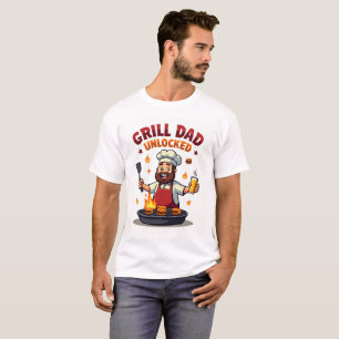 Grill Dad Unlocked – Funny BBQ Chef Dad Design" T-Shirt