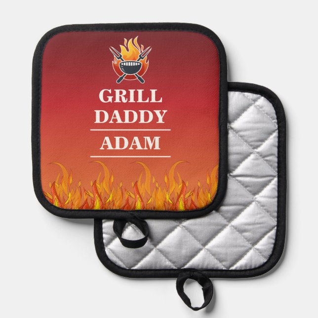 Grill Daddy BBQ for Grillers Personalised Name  Pot Holder (Front/Back)