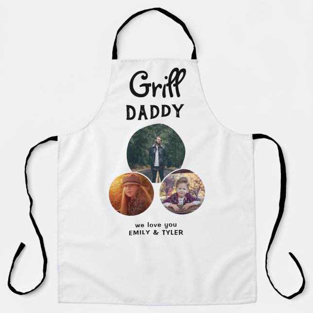 Grill Daddy Modern Oval 3 Photo Father`s Day  Apro Apron (Front)