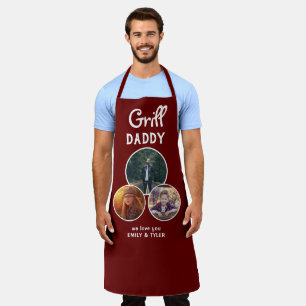 Grill Daddy Modern Oval 3 Photo Father`s Day Apron