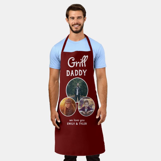 Grill Daddy Modern Oval 3 Photo Father`s Day  Apron (Worn)