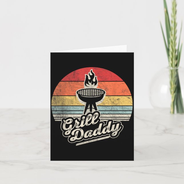 Grill Daddy Retro Vintage Sunset Bbq Graphic Card (Front)