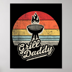 Grill Daddy Retro Vintage Sunset Bbq Graphic Poster