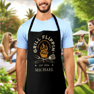 Grill Flippin Dad Custom Name Year Personalised Apron