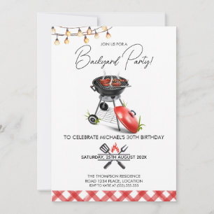 Grill Food Backyard BBQ Birthday Invitation