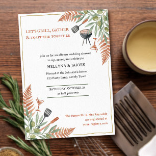 Grill Gather Toast Martini Wedding Shower Invitation