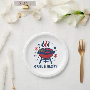 Grill & Glory 4th of July BBQ Paper Plate – Red Wh