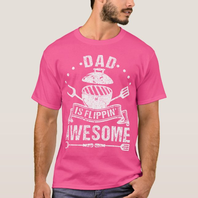 Grill Grandpa Is Flippin Awesome Grilling Fathers  T-Shirt (Front)