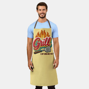 Grill grilling spatula fire flames flaming cooking apron