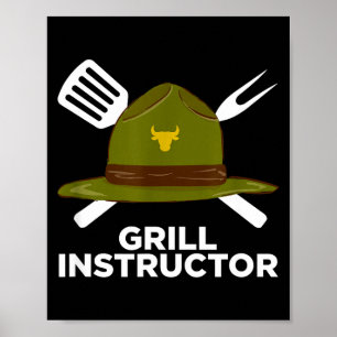 Grill instructor funny bbq pitmaster grilling dad poster