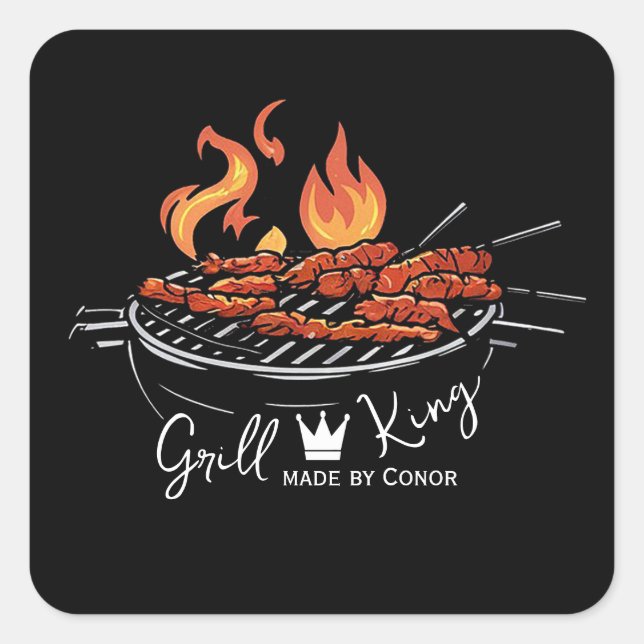 Grill King Chef Funny, Square Sticker (Front)