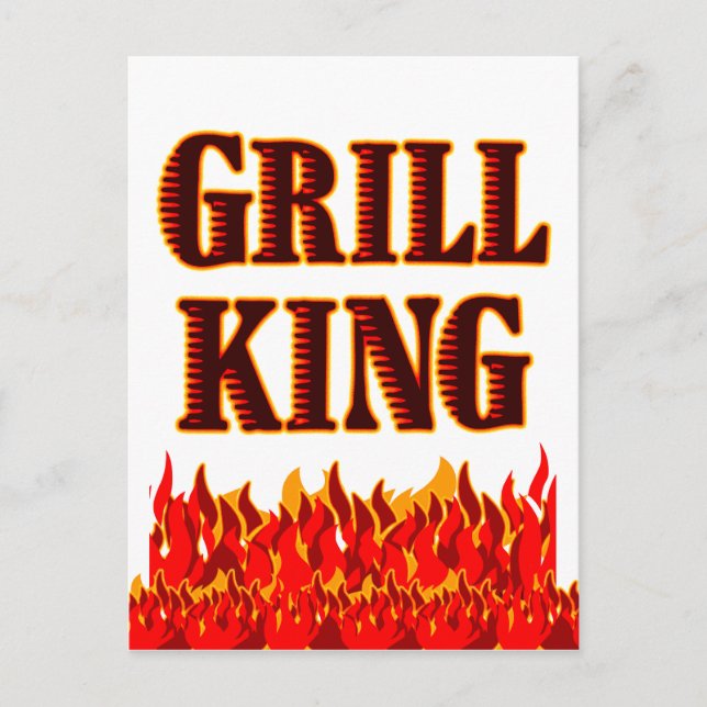 Grill King Flames BBQ Saying Postcard (Front)
