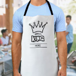 Grill King, funny custom monogrammed BBQ crown  Apron<br><div class="desc">It's time to crown the Grill King! This gift will become a treasured accessory for the backyard BBQ aficionado,  personalised with their name. Featuring the text "Grill King" in fun,  modern typography with a hand-drawn crown graphic. Ideal for birthdays,  Father's Day,  Christmas and a range of occasions.</div>