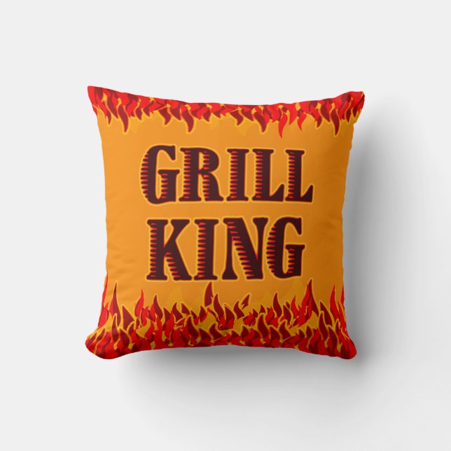 Grill King Red Flames BBQ Art Pillow (Front)