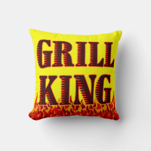 Grill King Red Flames BBQ Art Pillow