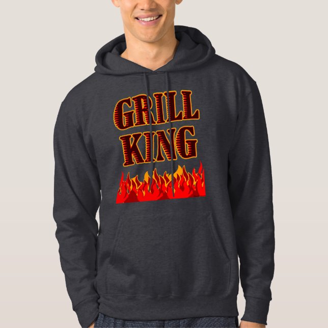 Grill King Red Flames BBQ Saying Hoodie (Front)