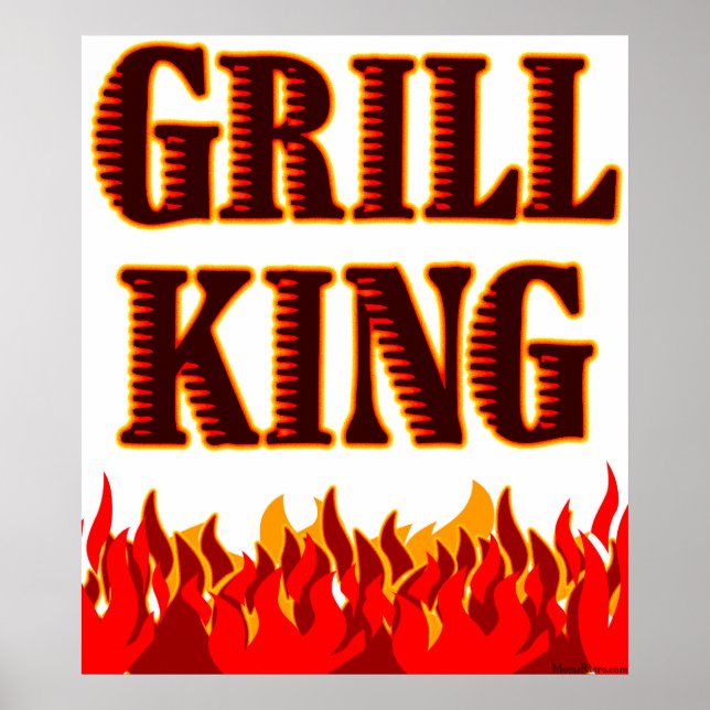 Grill King Red Flames BBQ Saying Print (Front)