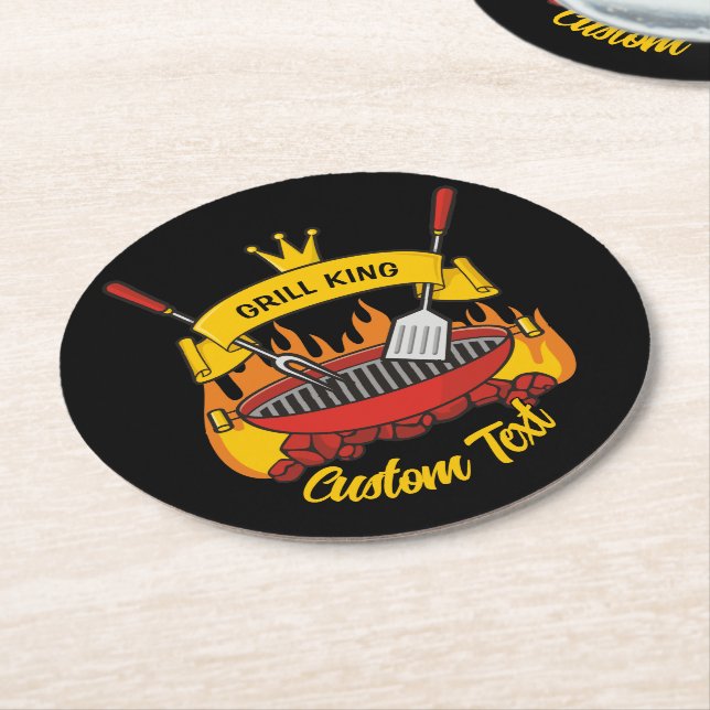 Grill King Round Paper Coaster (Angled)