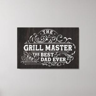 Grill Master and Best Dad Ever Fathers Black Canvas Print