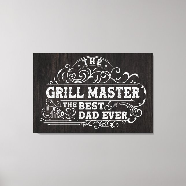 Grill Master and Best Dad Ever Fathers Black Canvas Print (Front)