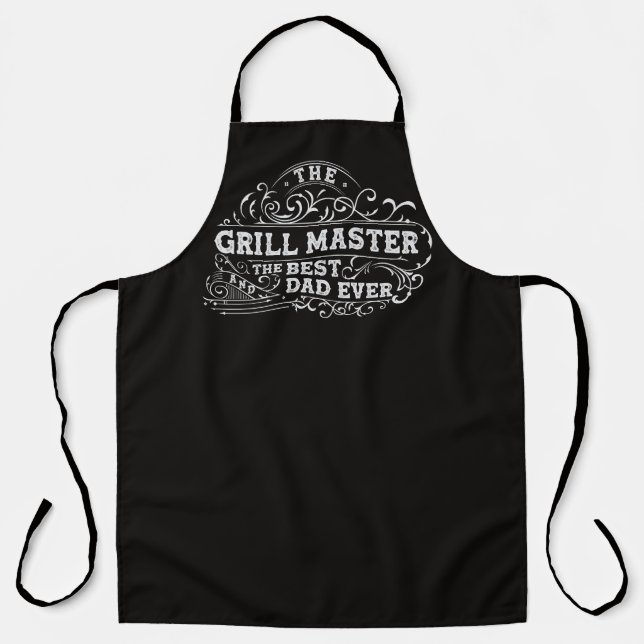 Grill Master and Best Dad Ever Fathers Day Black Apron (Front)