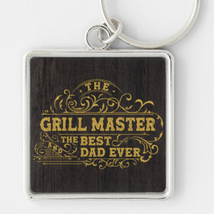 Grill Master and Best Dad Ever Fathers Day Black Key Ring